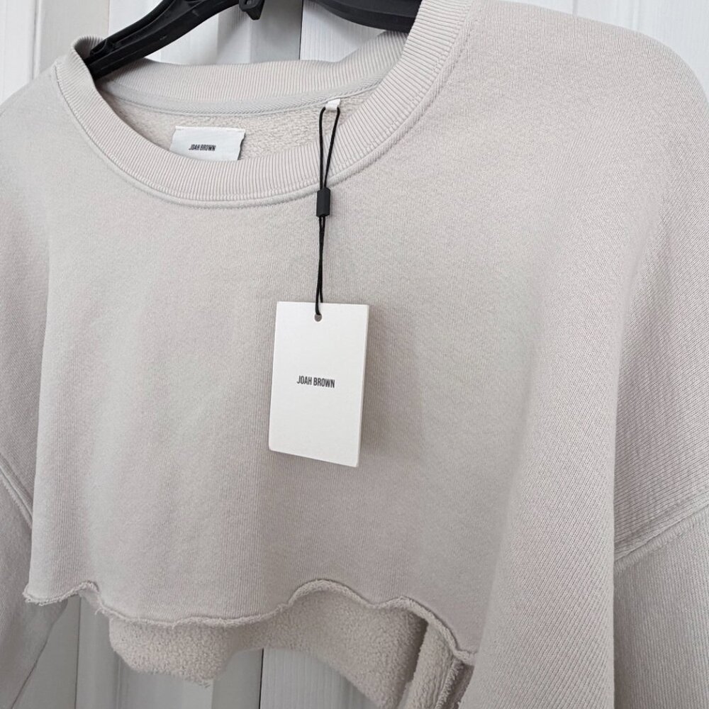 NWT JOAH BROWN Cropped Crew Neck Sweatshirt | Sahara | One Size - Picture 2 of 7